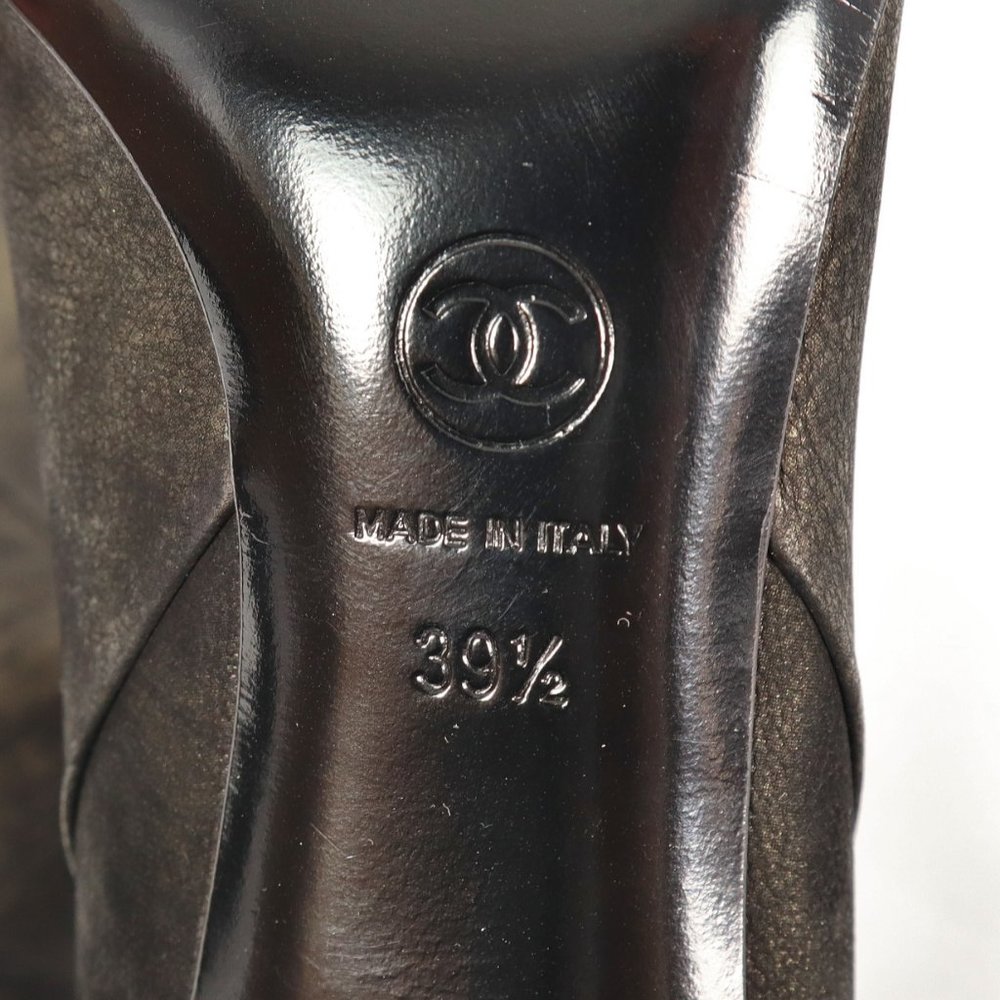Chanel *BRAND NEW* Leather Knee-High Two-Tone Heeled Boots Size 39-1/2 - Picture 10 of 10